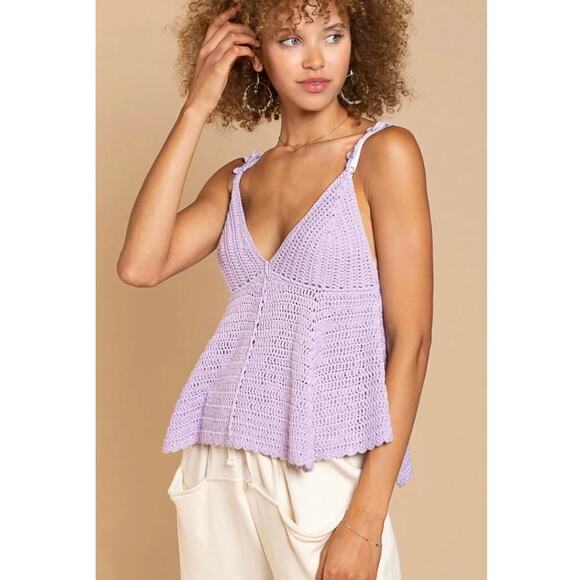 New with Tags Pol Cropped Crochet Stretchy Babydoll Top SZ Small - Picture 2 of 11